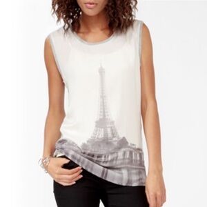 F21 Y2K Eiffel Towel Graphic Sleeveless Tunic